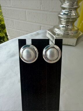 Polished Silver Dome Clip Earrings - Elegant Silver Statement
